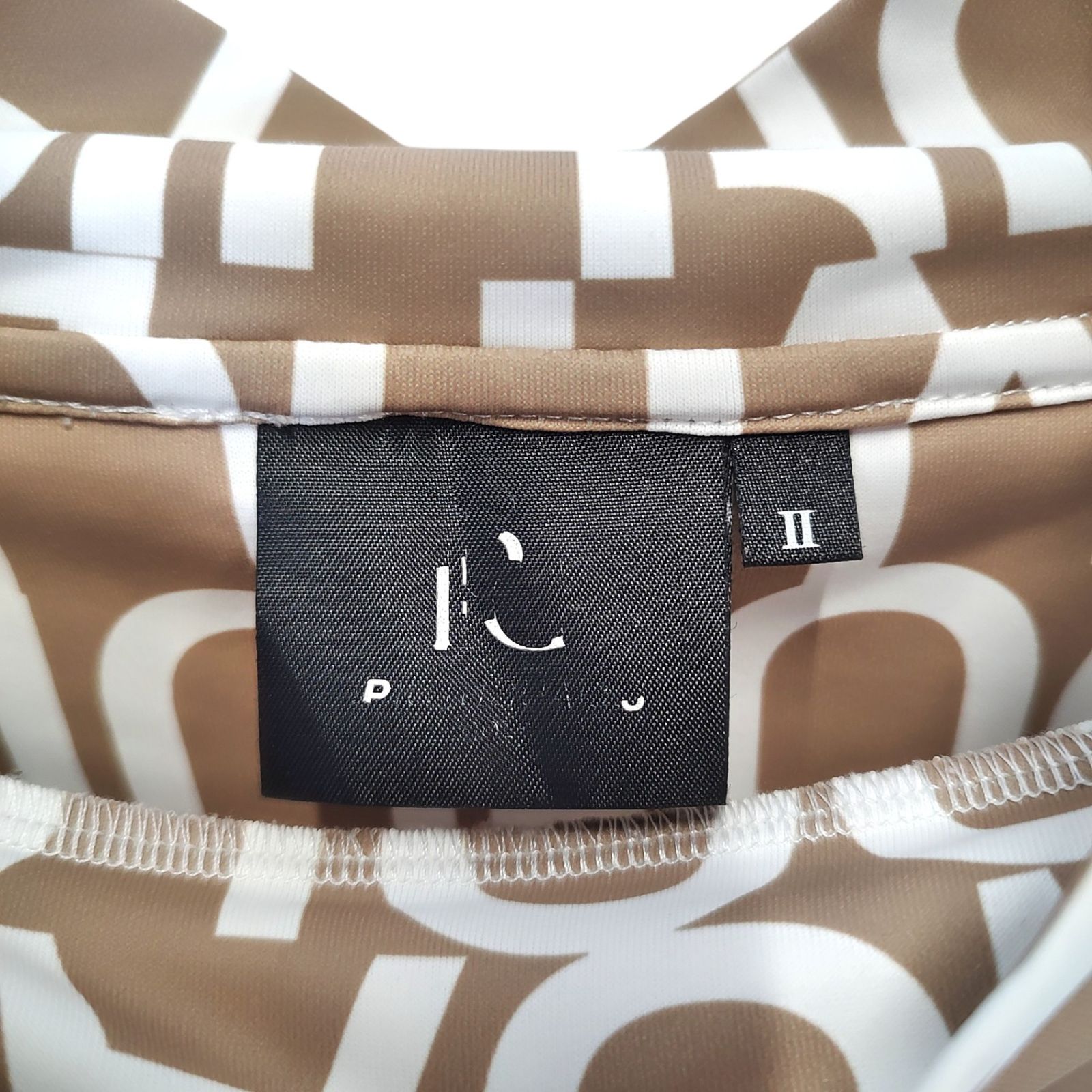 1piu1uguale3 GOLF モックネック ハイネック 総柄 シャツ 茶色