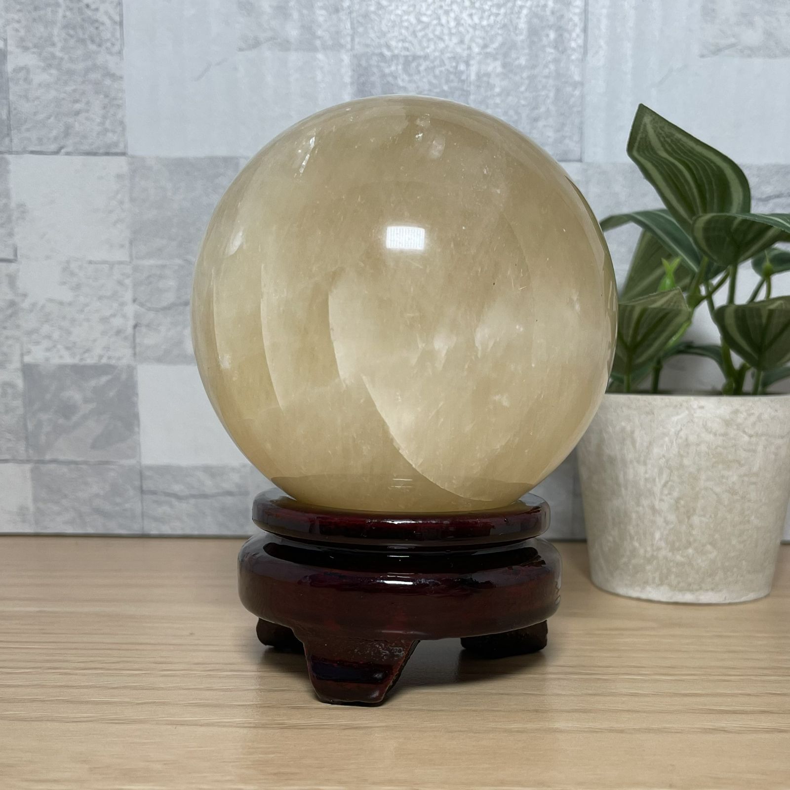 イエローカルサイト約100mmスフィア 丸玉 ドラゴンボール 金運