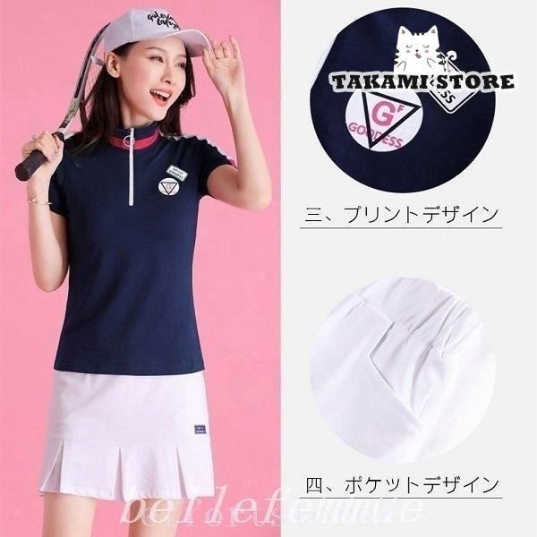ゴルフウェアレディースワンピースジップおしゃれ着痩せ半袖ワンピース春夏肌触りいいおしゃれかわいい女性用