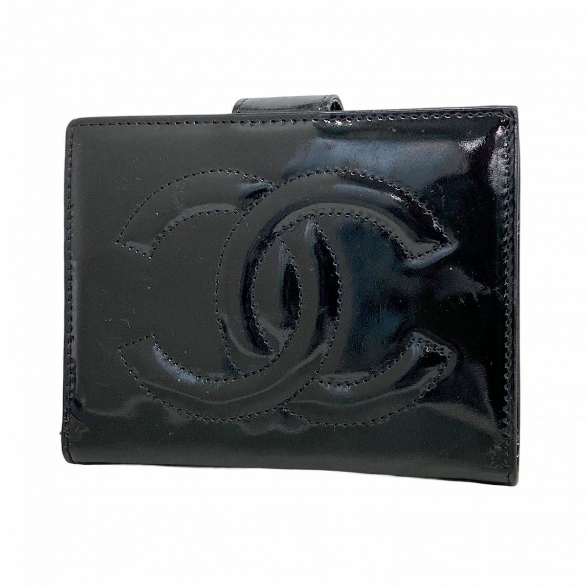 5ma0639 シャネル 財布 パテントレザー ブラック ゴールド金具 レディース