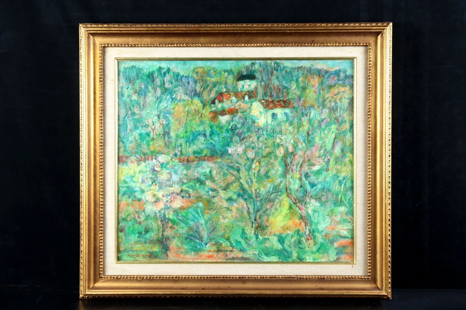 古賀耕児「オーベル風景(パリ郊外)」肉筆油彩10号 風景画 楾 O29-S