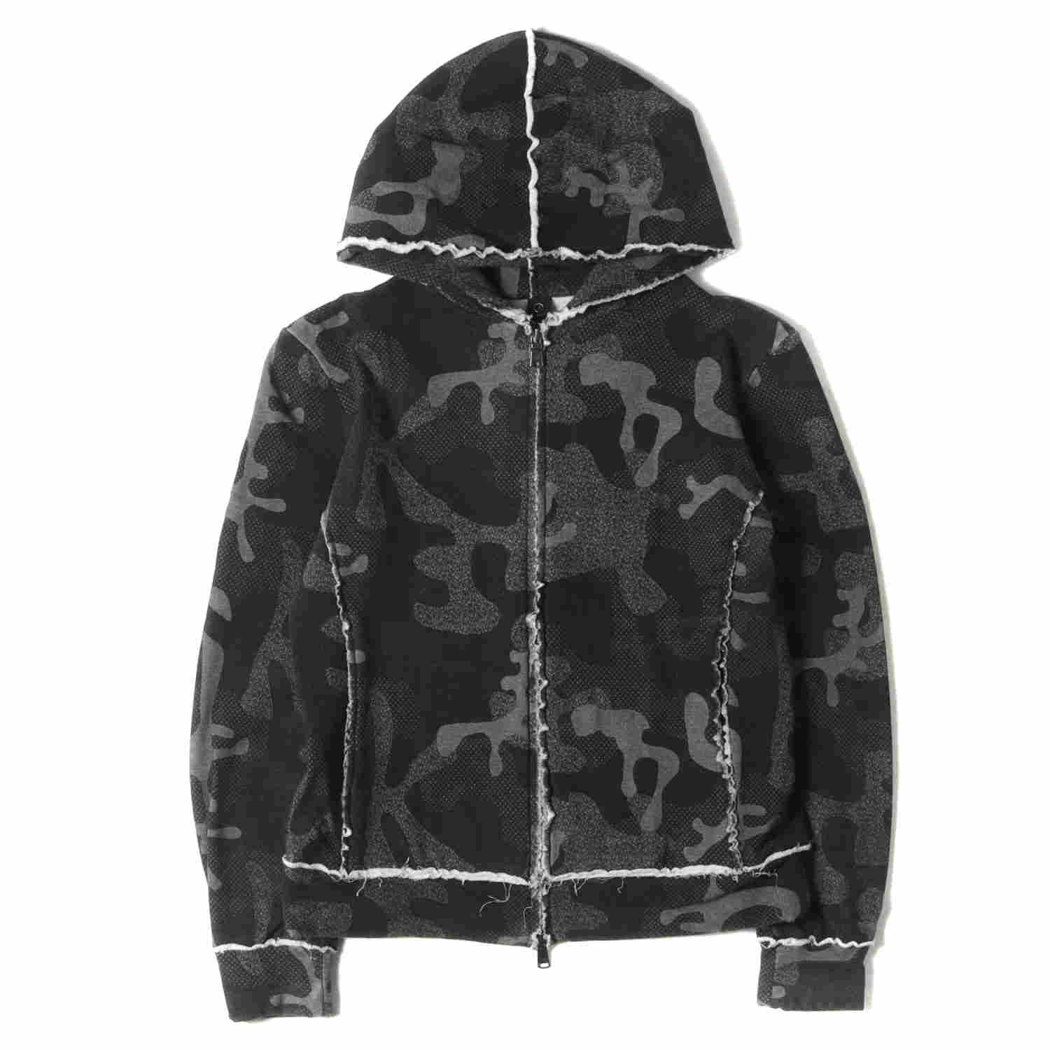 WJK パーカー サイズ:M カモ スーパーストレッチ スウェットパーカー (super stretch parka 2933 mj68q) ブラック グレー 日本製 迷彩 トップス フーディー【メンズ】