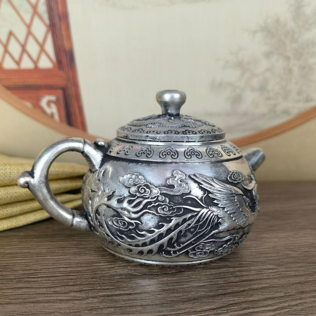 銅製 茶壺 孔雀手把壺 煎茶器 徳利茶道具 装飾品 現代工芸品