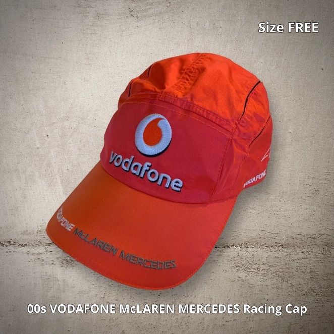 00s VODAFONE McLAREN MERCEDES Racing Cap ボーダフォン マクラーレン メルセデス レーシングキャップ レッド  フリーサイズ F1 フェルナンド・アロンソ 刺繍 Y2K