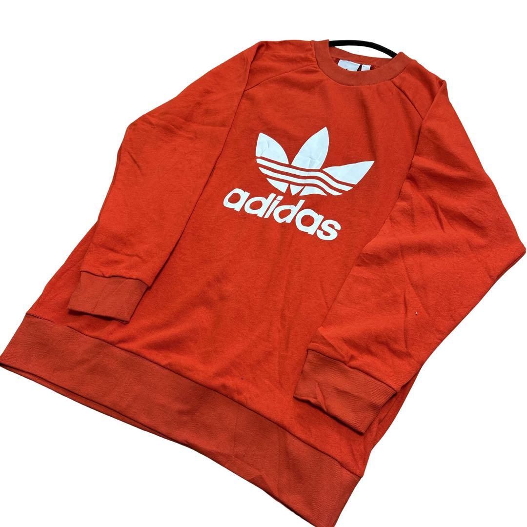 アディダス 赤 adidas 3ストライプス スウェット トレーナー 裏