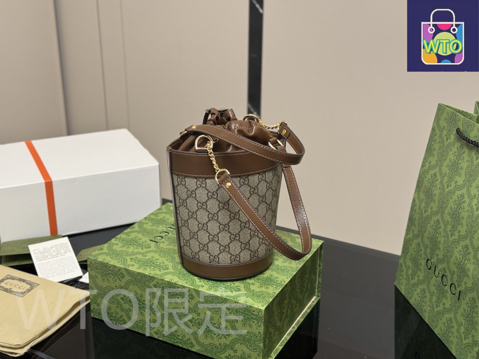 今日特価】Gucci 1955 Horsebit バケットバッグ 14×18cm-WTO輸入