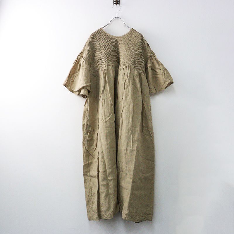 2025SS メゾンドソイル maison de soil YARN DYE AUTO LOOM 60s LINEN PLAIN ミニピンタックリネンワンピース 2┃ 2400014605082
