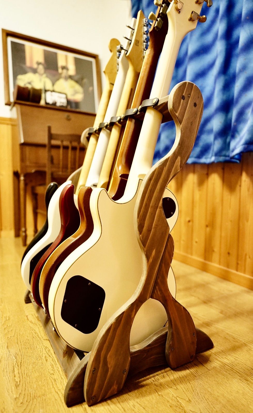 手作り木工 木製ギタースタンド