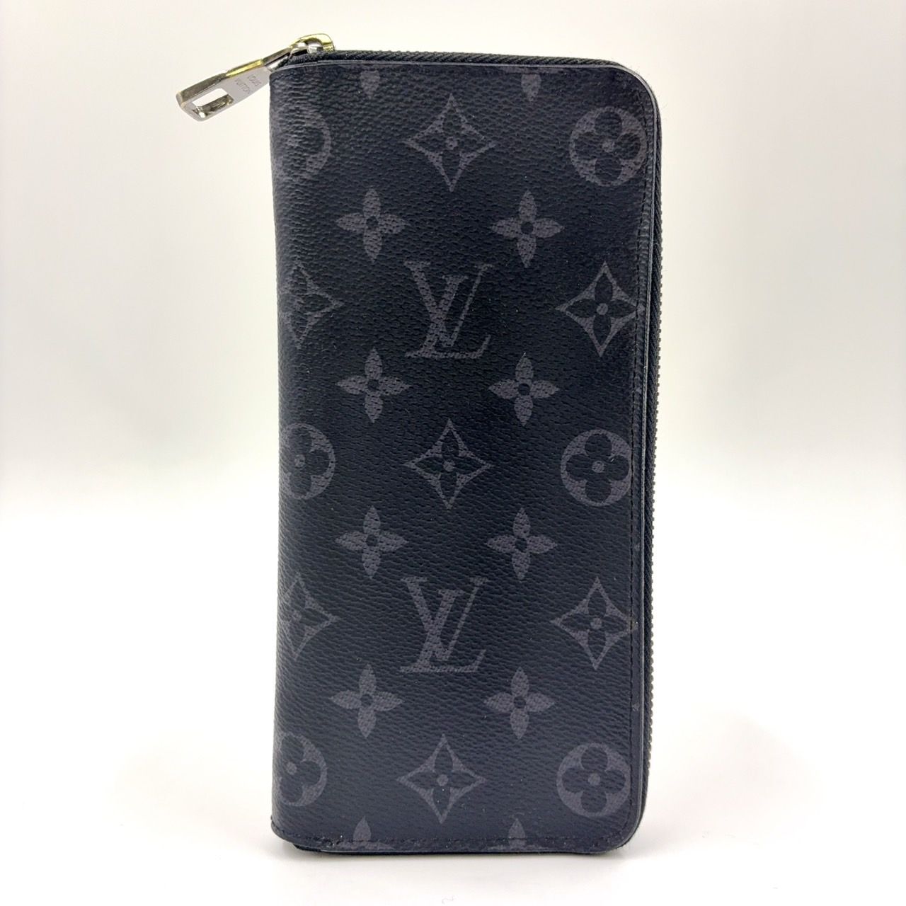 LOUIS VUITTON ジッピーウォレット ヴェルティカル モノグラムエクリプス レザー×PVC ブラック 長財布 シルバー M62295