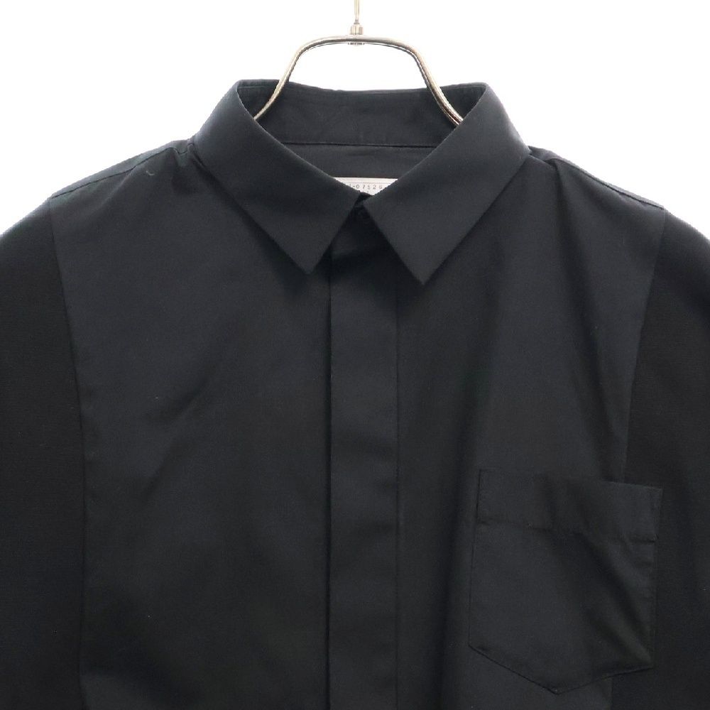 Sacai (サカイ) コットン シルク フリル 長袖 シャツ ブラック