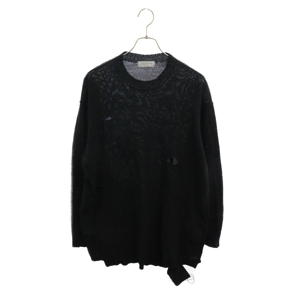 Yohji Yamamoto POUR HOMME (ヨウジヤマモト プールオム) 22SS ROUND NECK LONG SLEEVE T-SHIRT ラウンドネック ロングスリーブニットTシャツ 長袖セーター HG-K20-372 ブラック