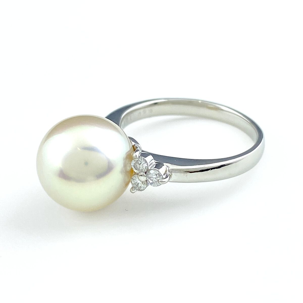 パール デザインリング プラチナ 指輪 メレダイヤ 真珠 リング 11.5号 Pt900 パール ダイヤモンド レディース