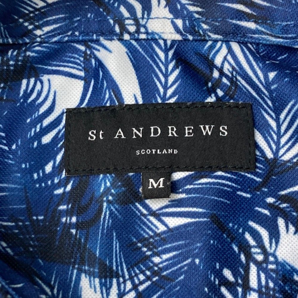 新品タグ付き♪セントアンドリュース 半袖ポロシャツ 総柄 ストレッチ ブルー S サイズ：M ST ANDREWS セントアンドリュース 半袖ポロシャツ 総