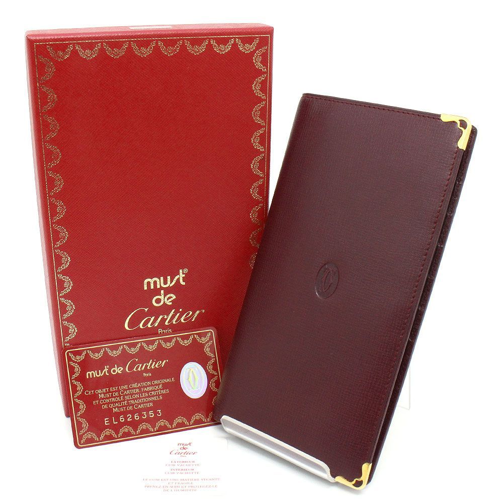 中古 良品 】カルティエ 長財布 MUST DE CARTIER マストライン ロング 