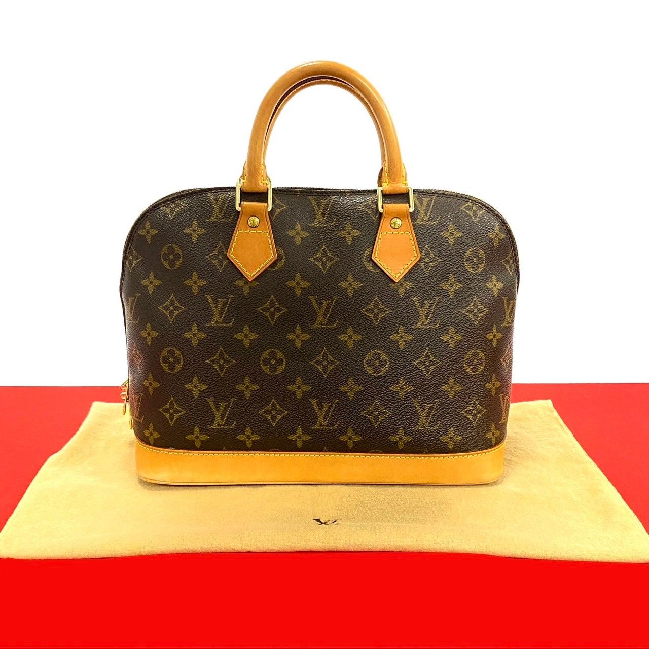 極 美品 保存袋付 LOUIS VUITTON ルイヴィトン アルマ モノグラム レザー 本革 ハンドバッグ ミニ ボストンバッグ ブラウン  18529 - メルカリ