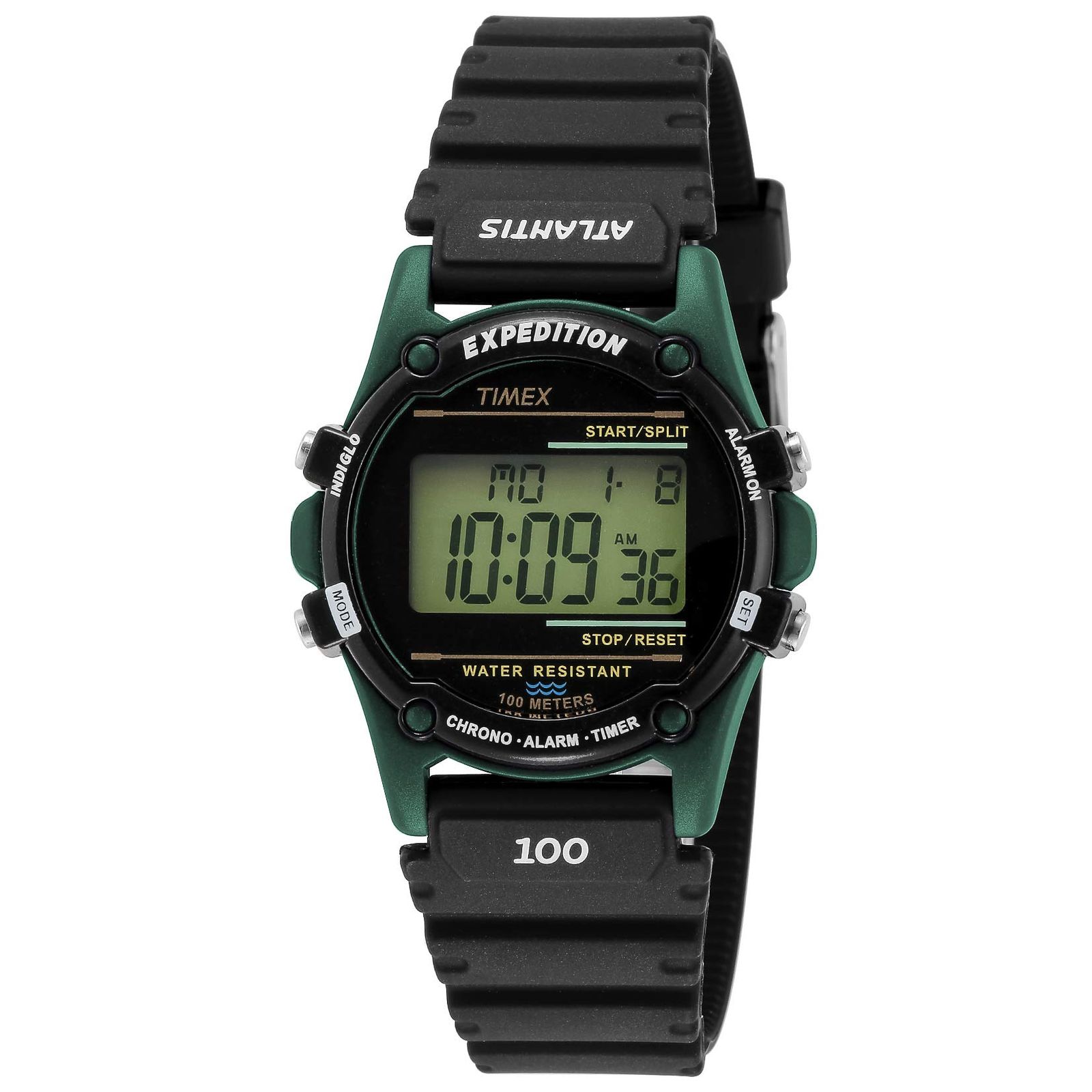 [TIMEX] 腕時計 TW2U91800 グリーン 文字盤 レジン アクリル クォーツ Digital デジタル 35MM America アメリカ Watch ブラック [グリーン]