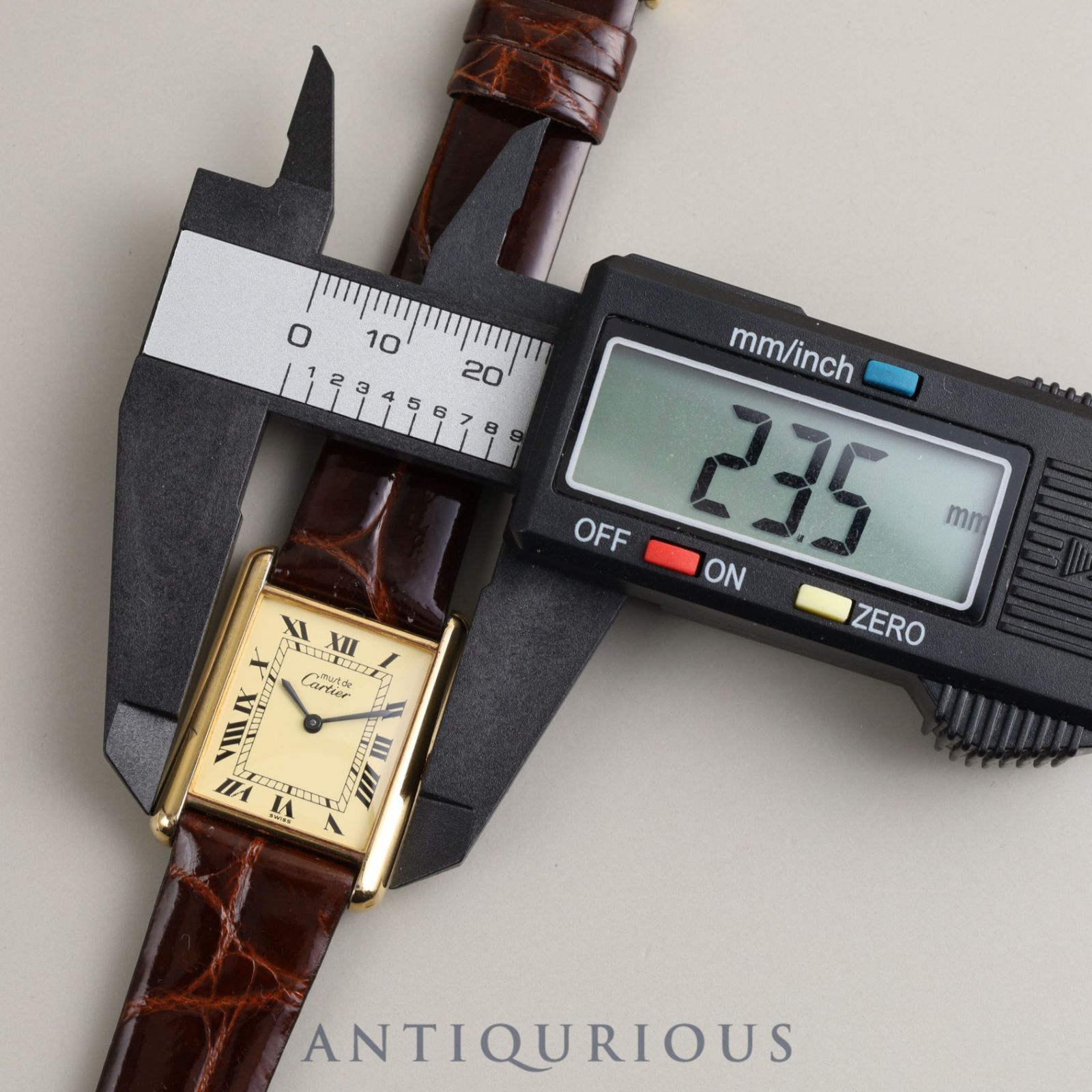 カルティエ マストタンク LM 手巻き Cal.78-1 SV925 革 アイボリー文字  