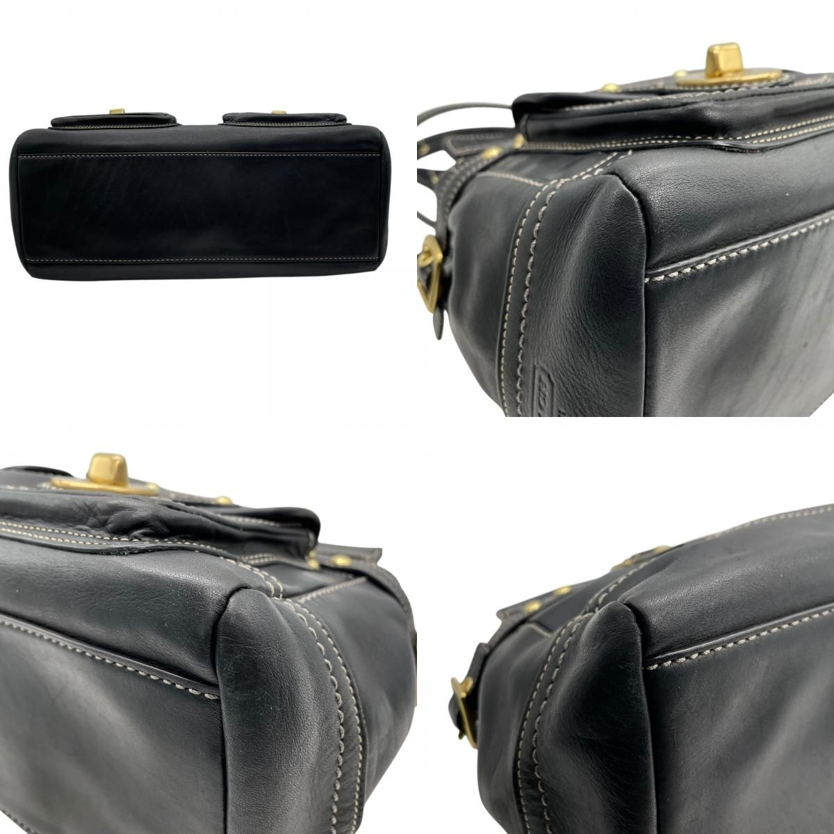 極美品】COACH コーチ ハンドバッグ 黒 ブラック F13130 レザー 本革 