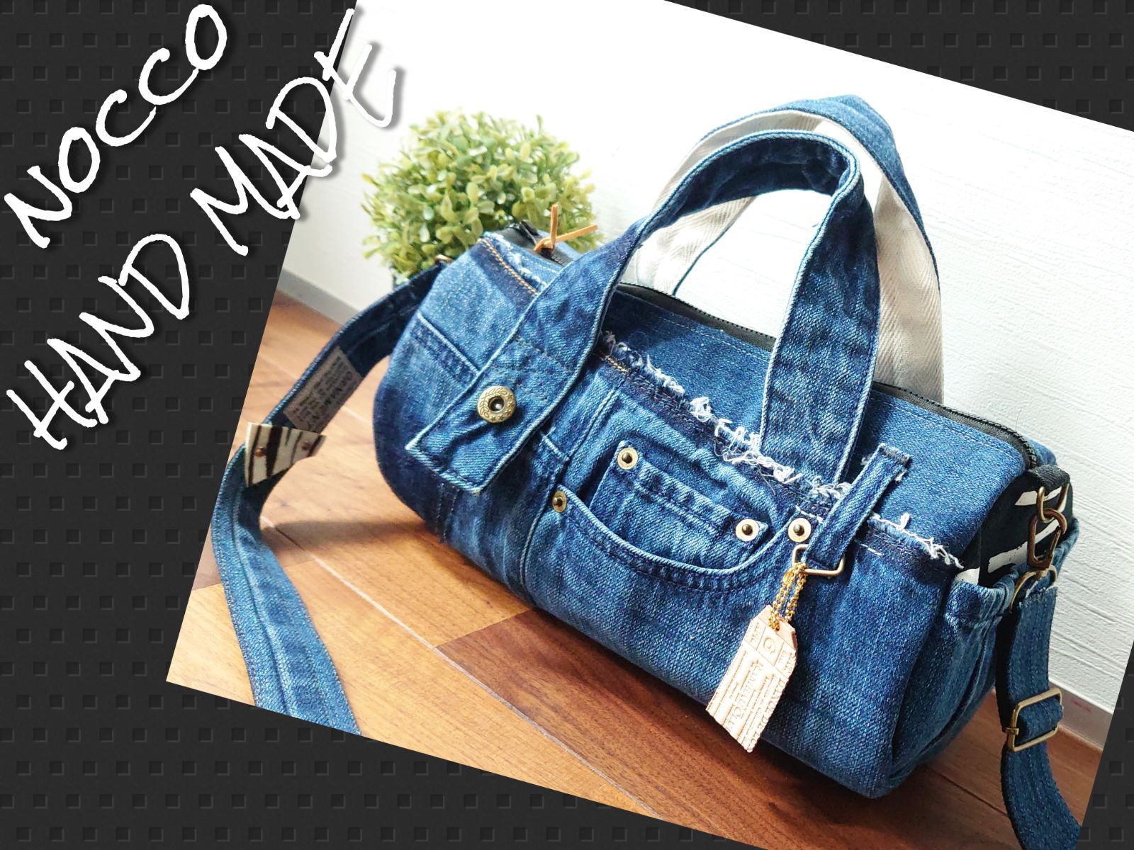 No.560【DENIM✖️ドラム缶型ショルダーバッグ✨】2way💚デニム