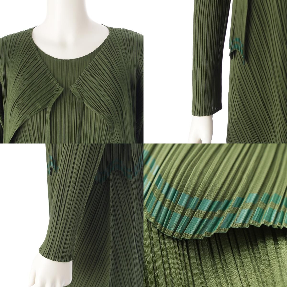 PLEATS PLEASE イッセイミヤケ ワンピース カーディガン グリーン 