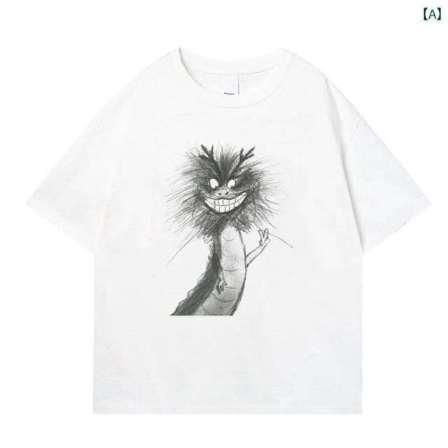 種類6：3XL/B：黒ヒップホップドラゴン半袖 メンズ ファッション 服 男性用 オシャレ シンプル 大人 かっこいい 大きいサイズ ストリート 紳士服 白 ヒップ ホップ ドラゴン 260グラム 厚手 綿 
