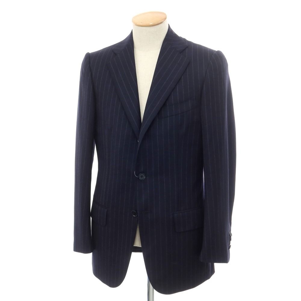 中古】イザイア ISAIA Super120's ウール ストライプ 3つボタン