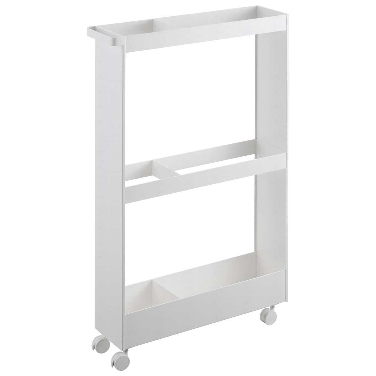 長尺物収納ワゴン 山崎実業 tower キャスター付き長物収納スリムワゴン 1713 ホワイト SPORTUS 沖縄発送不可