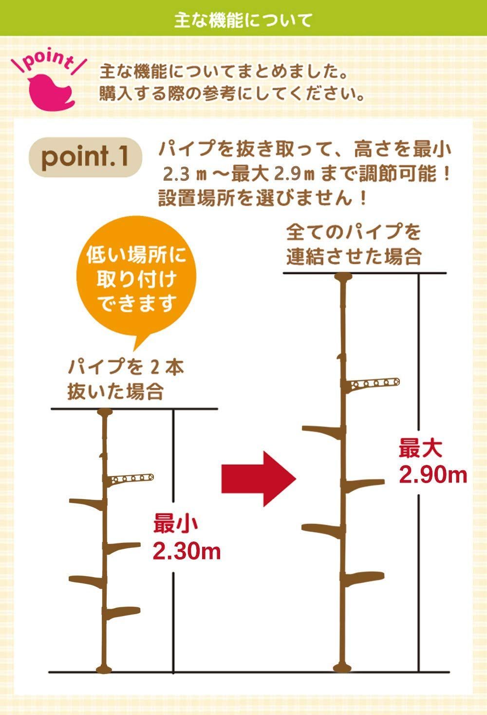 BAOYOUNI 突っ張り式 プランタースタンド フラワースタンド 園芸ラック コーナー盆栽スタンド 植物スタンド 植物棚飾り台 花台 室内 花置き棚 観葉植物 置き台 室内 5段式 高さ230-290cm（ホワイト)