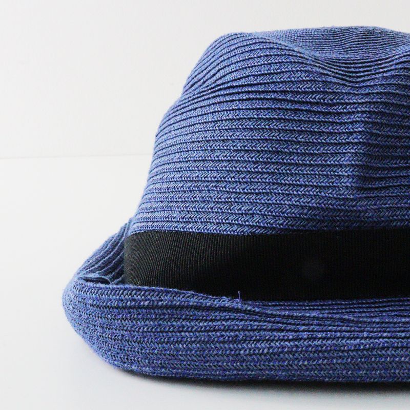マチュアーハ mature ha. BOXED HAT 8cm brim ボックスハット /ブルー