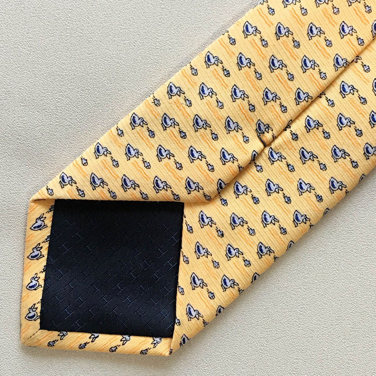 美品 エルメス HERMES ネクタイ シルク100% フランス製 オレンジ