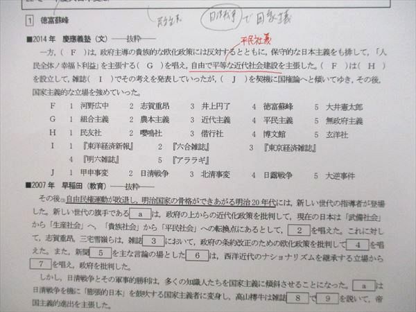 VJ26-022 河合塾 早稲田大学・慶應義塾大学 早慶大日本史 テキスト 