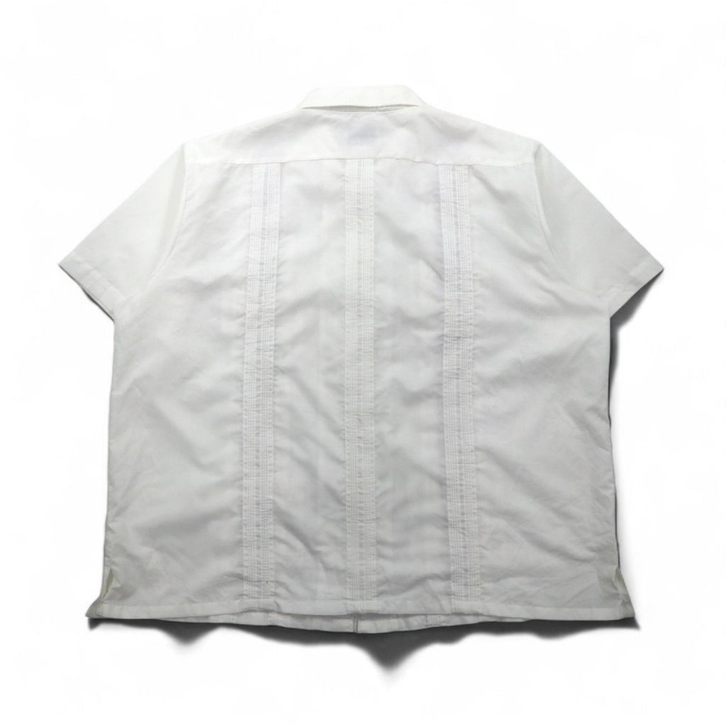 CUVAVERA キューバシャツ SILK BLEND 刺繍 古着 XL GUAYABERA 90年代 フルジップ キューバシャツ 半袖 ボックス