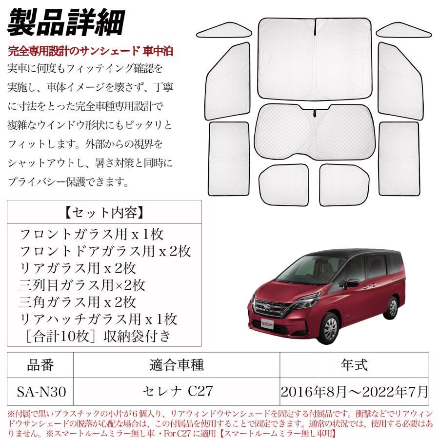 送料無料 セレナ C27 サンシェード 全窓対応 車中泊 サイドサンシェード 遮光シェード UVカット 日除け暑さ対策 仮眠 断熱 遮光 全窓セット DECORATOM_COM_BR