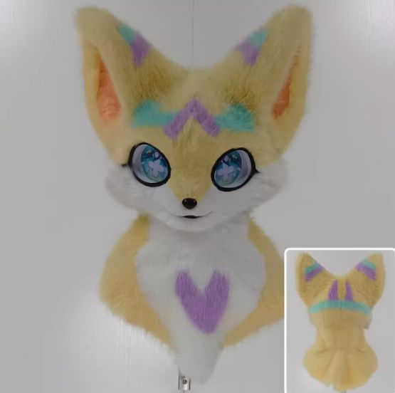 着ぐるみヘッド 犬 短毛タイプ NO.6 黄色 全頭ヘッド ケモノ マスク ファースーツ ぬいぐるみ コスプレ コスチューム kigurumi
