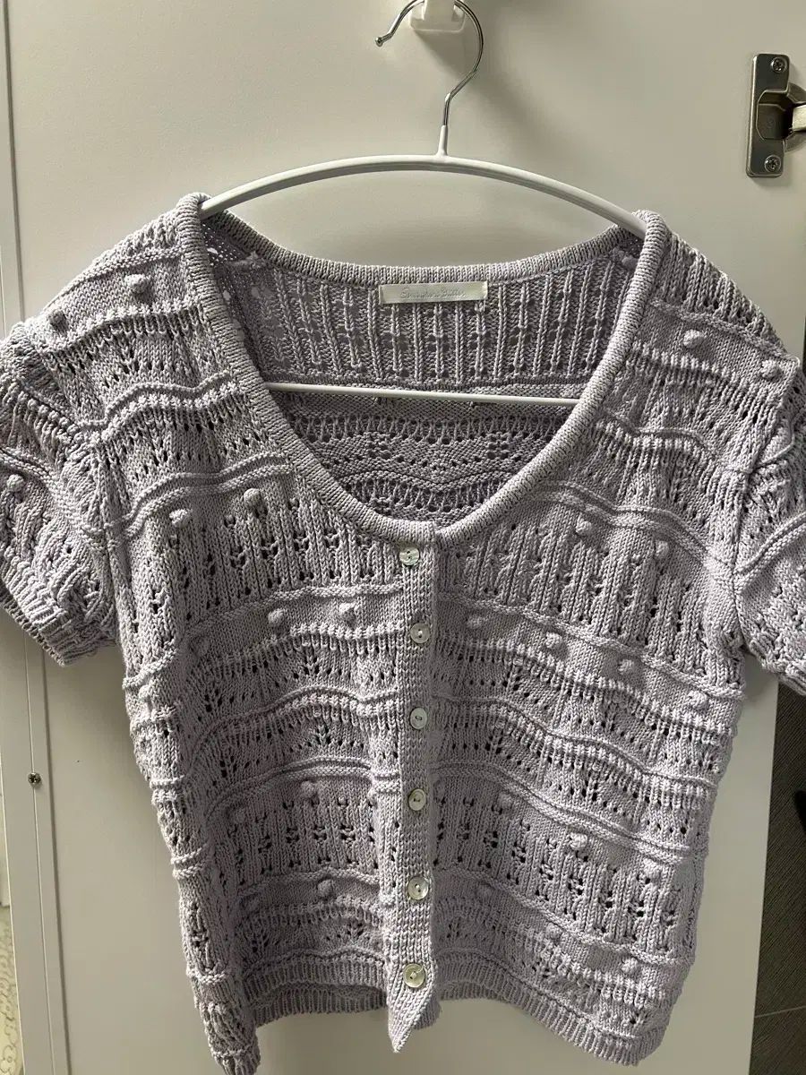 サムウェアバター Kayah 透かし編み カーディガン ラベンダー