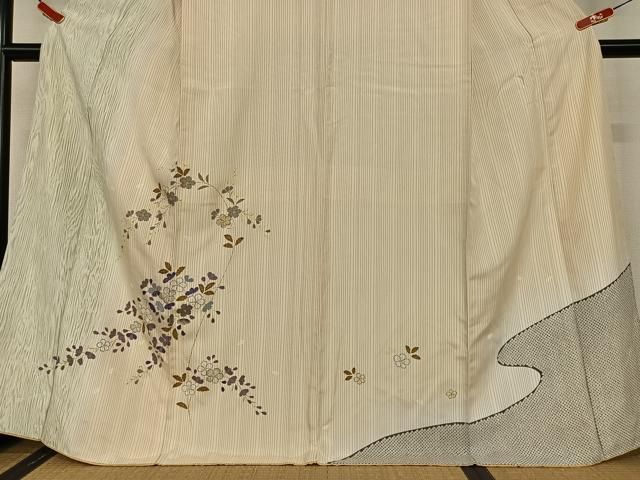 平和屋着物○訪問着 舞桜 木目文様 暈し染め 金彩 正絹 逸品  