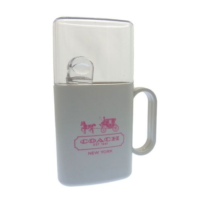 コーチ 携帯歯ブラシセット コップ×歯ブラシ ロゴ ホワイト×ピンク COACH C671S 