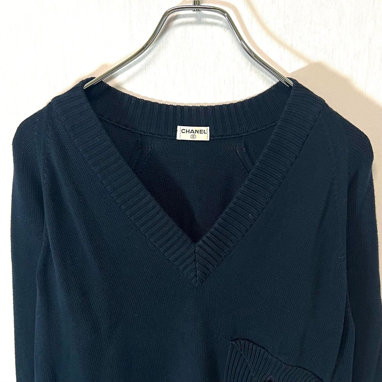 CHANEL シャネル セーター ココマーク コットン ネイビー Vネック 楽天市場】極美品 CHANEL シャネル ココマークプルオーバー