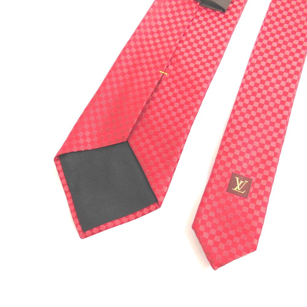 NA31224 ルイ・ヴィトン ネクタイ マイクロダミエ レッド シルク
