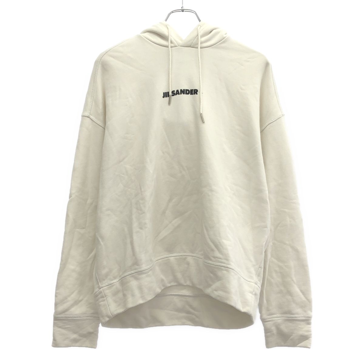 ★JIL SANDER★ ロゴプリントパーカー ♪アイボリー♪ JILL SANDER (ジルサンダー) ロゴプリント プルオーバー