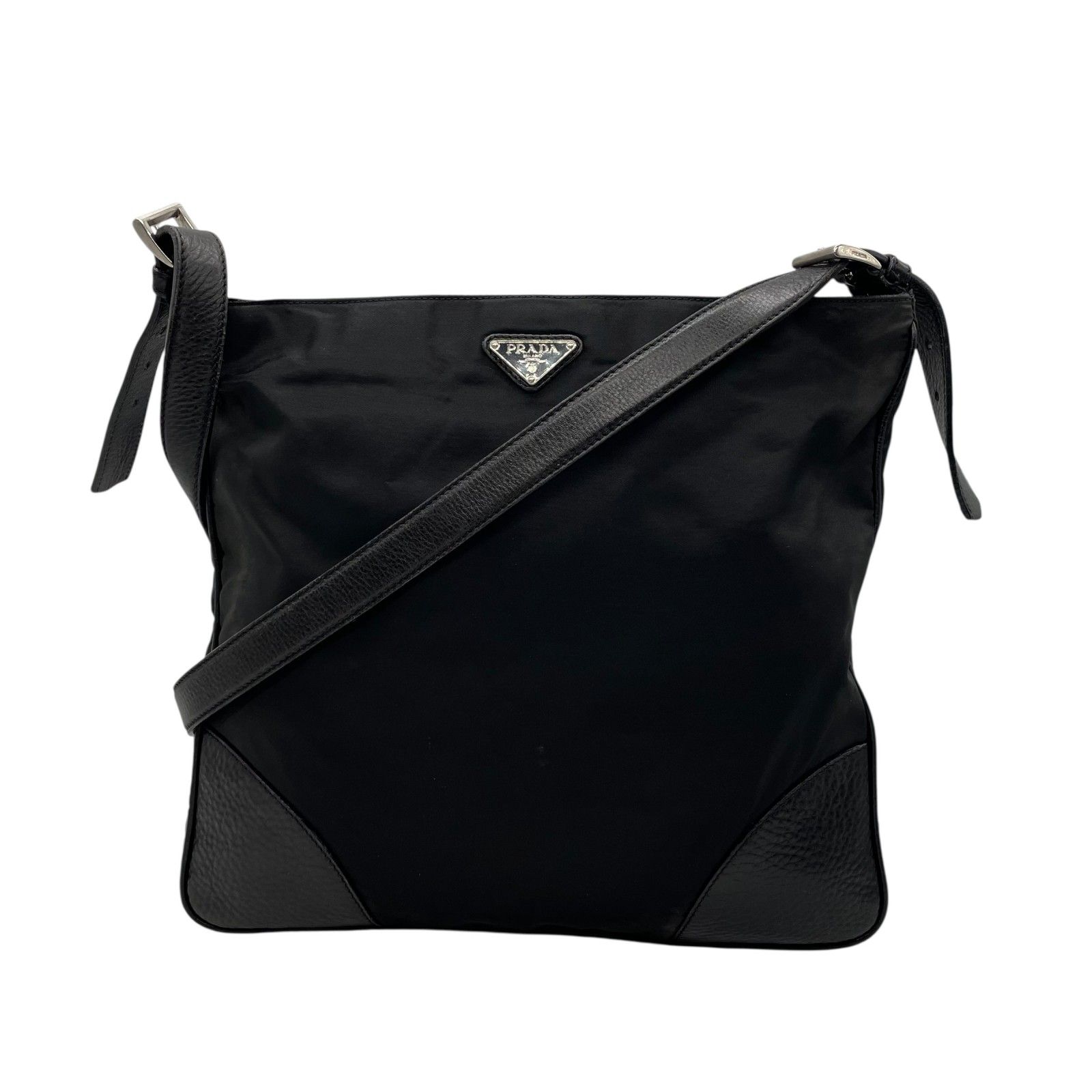 PRADA プラダ ショルダーバッグ ナイロン レザー 黒 ブラック