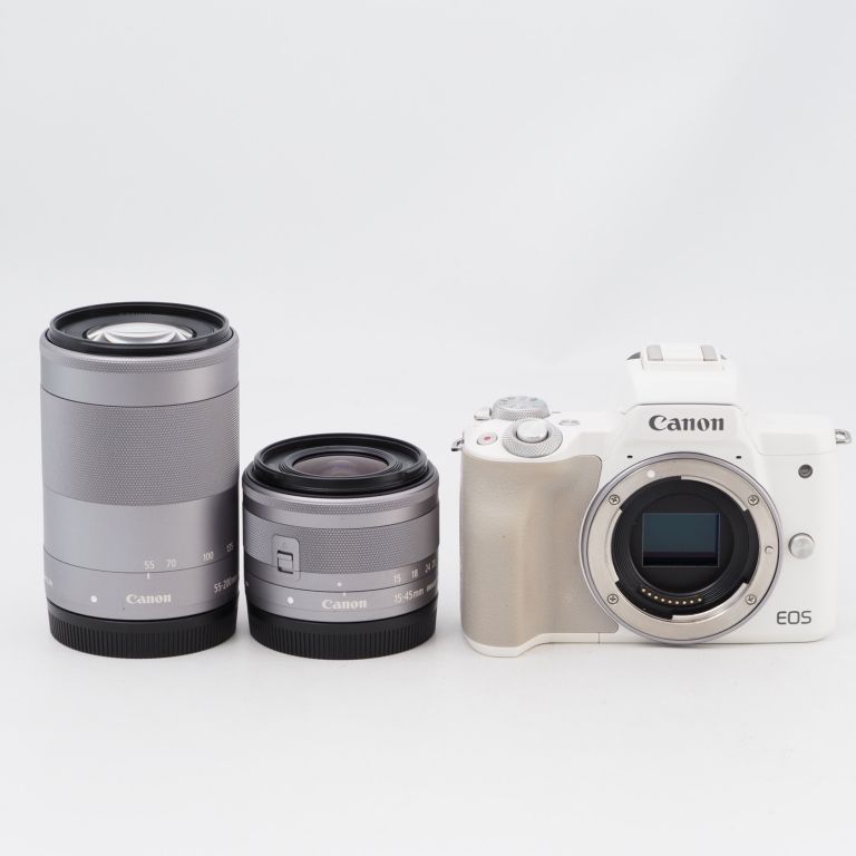 Canon ミラーレス一眼カメラ EOS Kiss M ダブルズームキット ホワイト