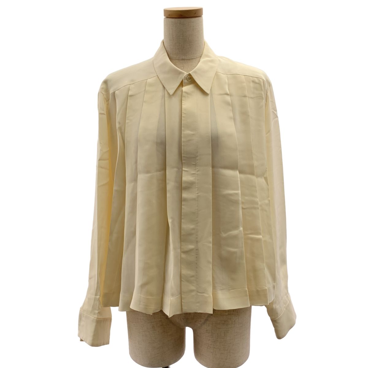 BLAMINK | ブラミンク | R SILK PLEAT STL BL silk 100％ | シルク プリーツ シャツ ブラウス | 38 | ベージュ | レディース