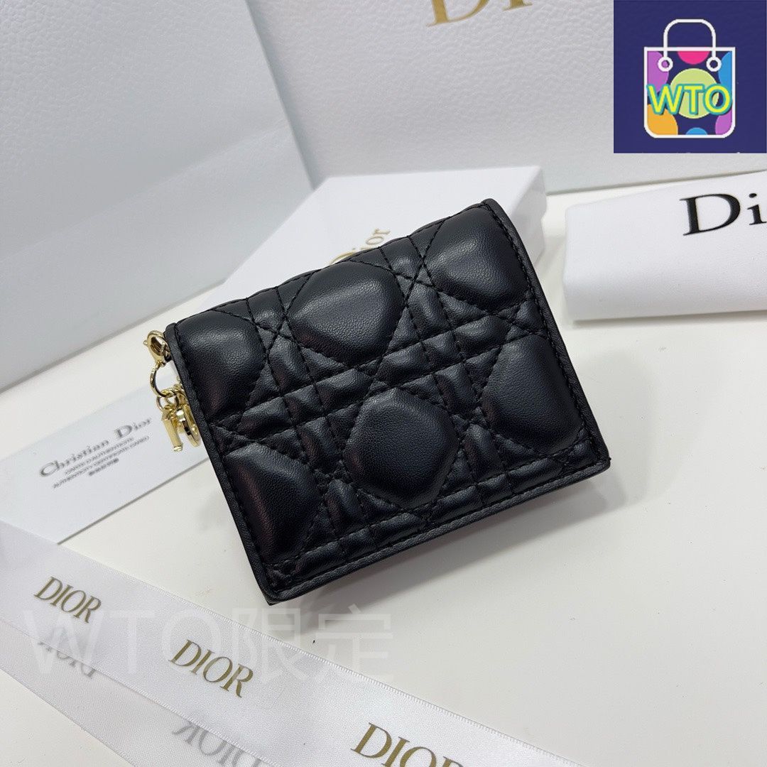 新品・未使用】 Lady Dior (レディディオール)ミニ折り財布 ブラック