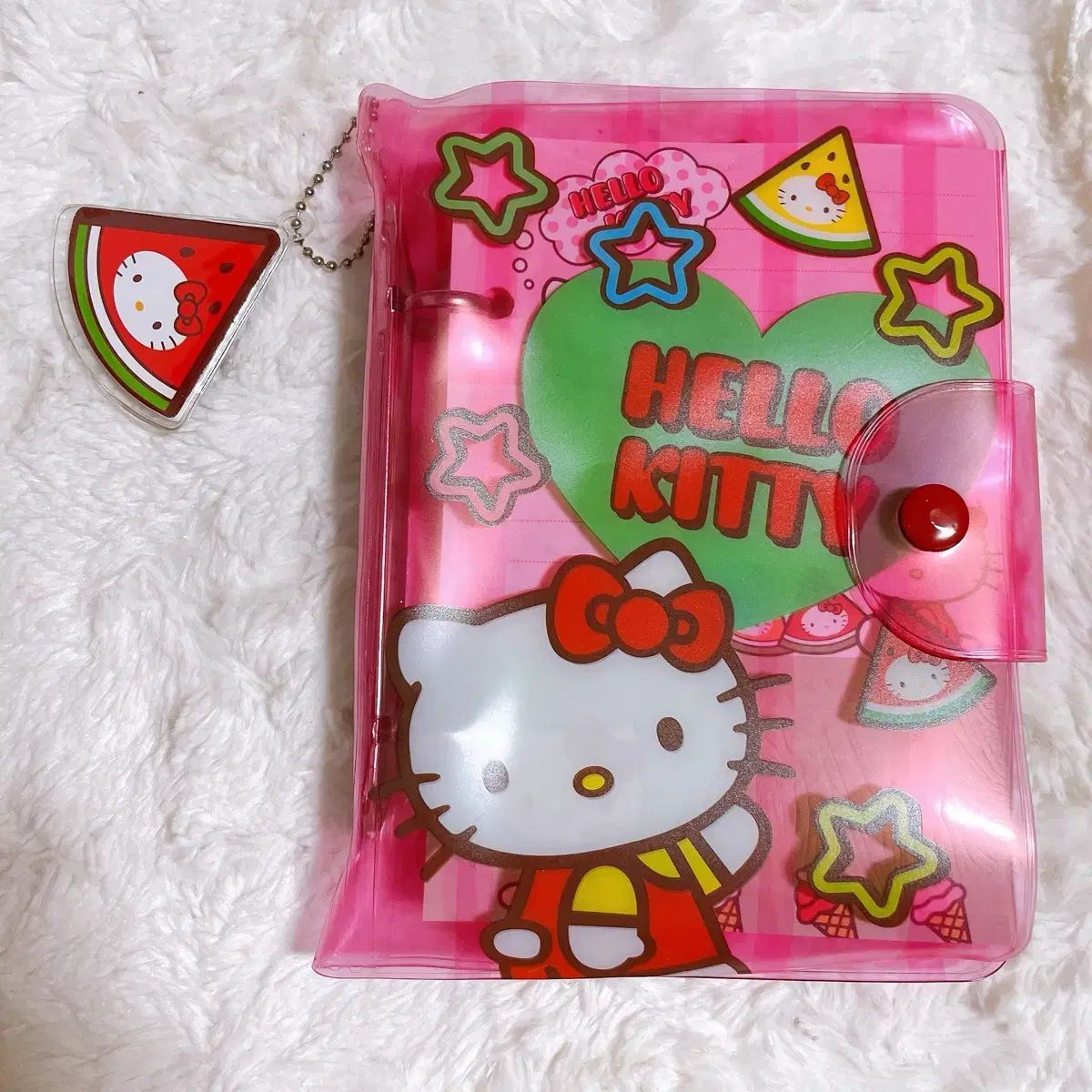 スイカ hello kitty(ハローキティ) キーリング 販売 いちご新聞50周年を祝うガチャ詰めポーチ