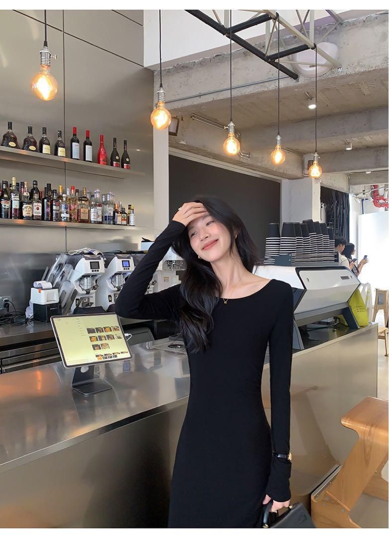 セクシーロングバックレスドレスモテ服