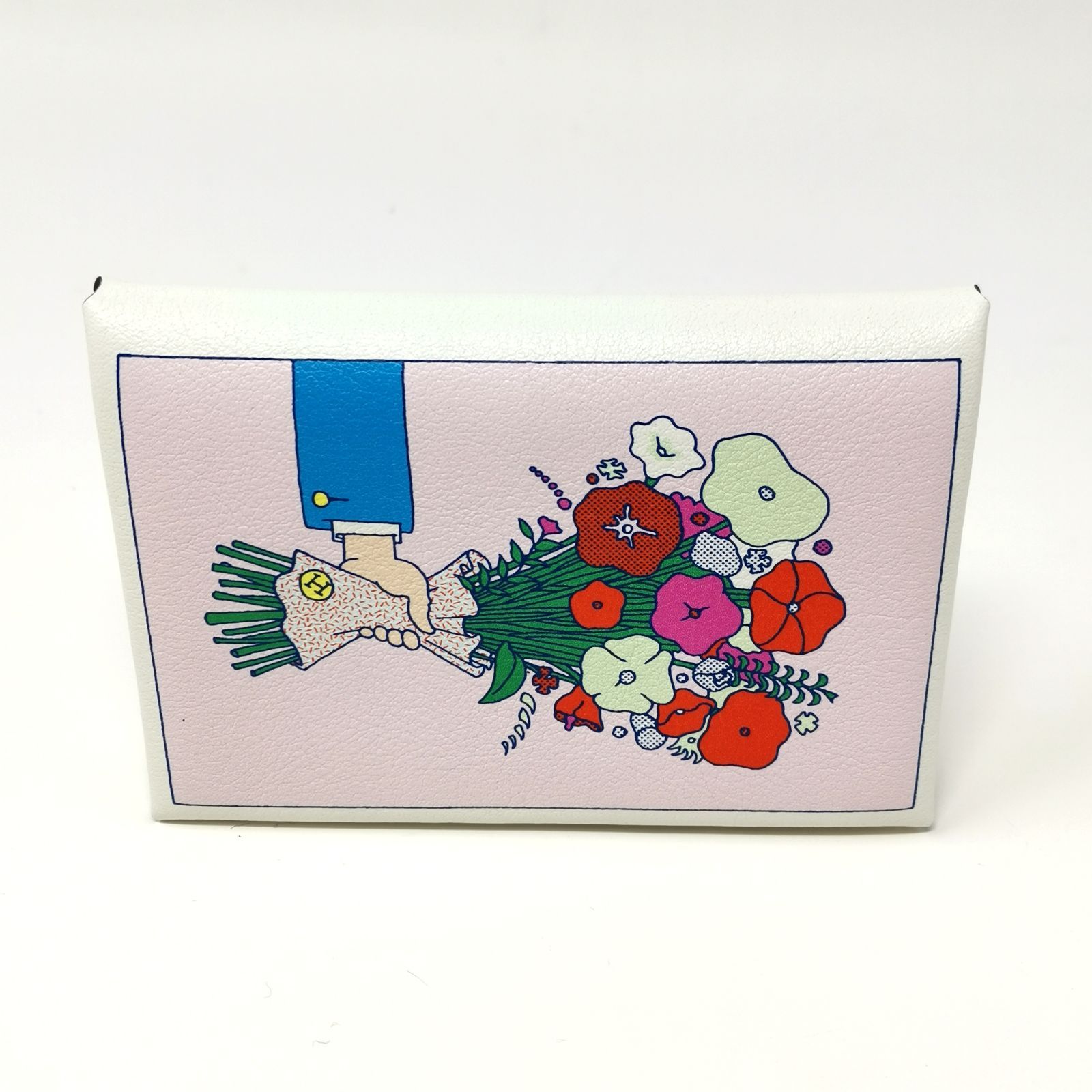 美品 未使用 エルメス カルヴィ デュオル・ブーケ ホワイト 財布