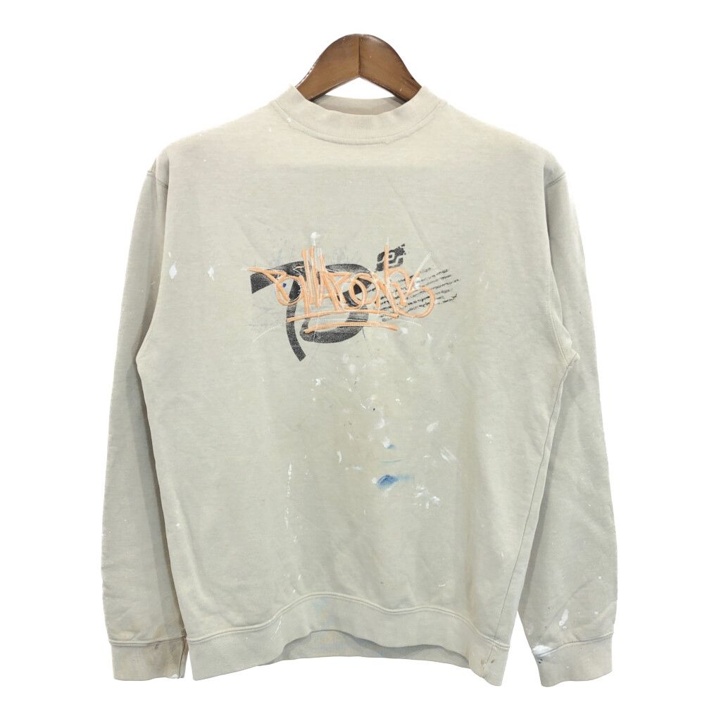 00年代 Billabong ビラボン ペイント スウェット ベージュ (メンズ S相当) 中古 古着 S1786