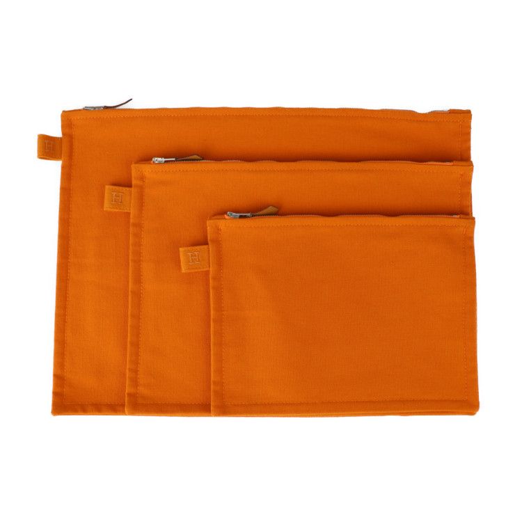 HERMES エルメス ボラボラ フラットポーチ ポーチ - オレンジ シルバー 