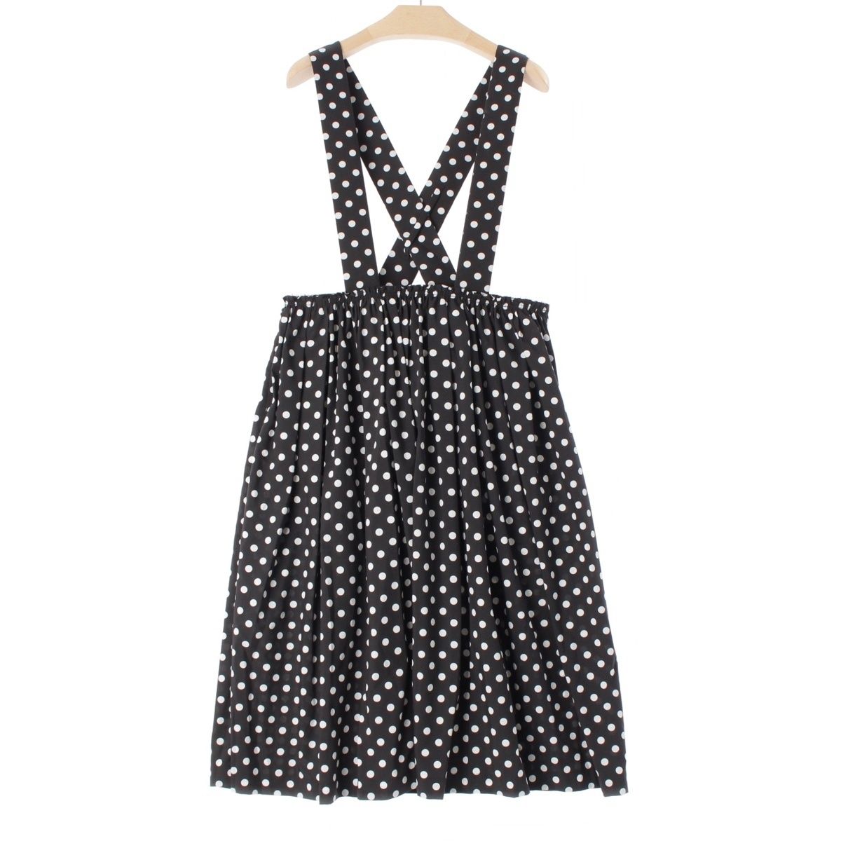 コムデギャルソン コムデギャルソン AD2025 コムコム ドット柄 ギャザー 吊りスカート スカート RL-A014 ブラック×ホワイト M